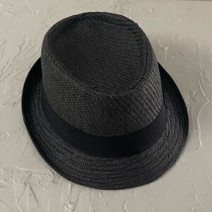 Angela & WillianMen's Charcoal Band Fedora hat Sz L/XL